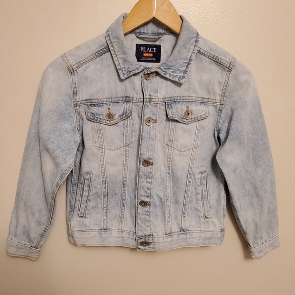 The Children’s Place Kids Boys Denim Jean Jacket Blue Light Wash - 7/8 Medium - Picture 1 of 12